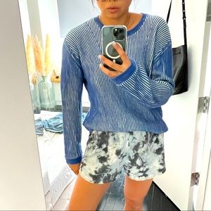 & Other Stories Blue and Neon Yellow Knit Sweater